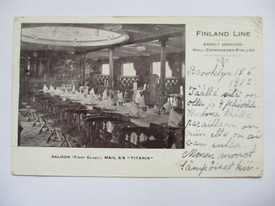 Finland Line S/s Titania amerikansuomalaisten postia - 1920