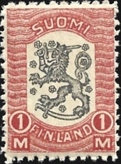 1918 Vaasan malli 1 mk karmiini/musta ** LaPe 83