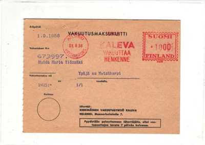 FIRMAKORTTI FRAMALEIMA KALEVA HELSINKI