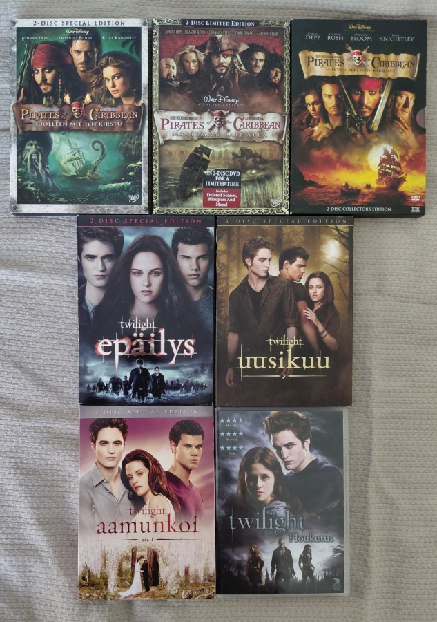 3 Pirates of the Caribbean + 4 Twilight - Leffaa
