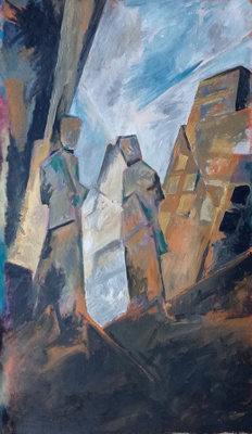 Kaksi (akryylimaalaus kankaalle 105 cm x 60 cm)
