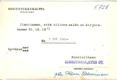 FIRMAKORTTI    vIRKKALA SEMENTTIKULJETUS