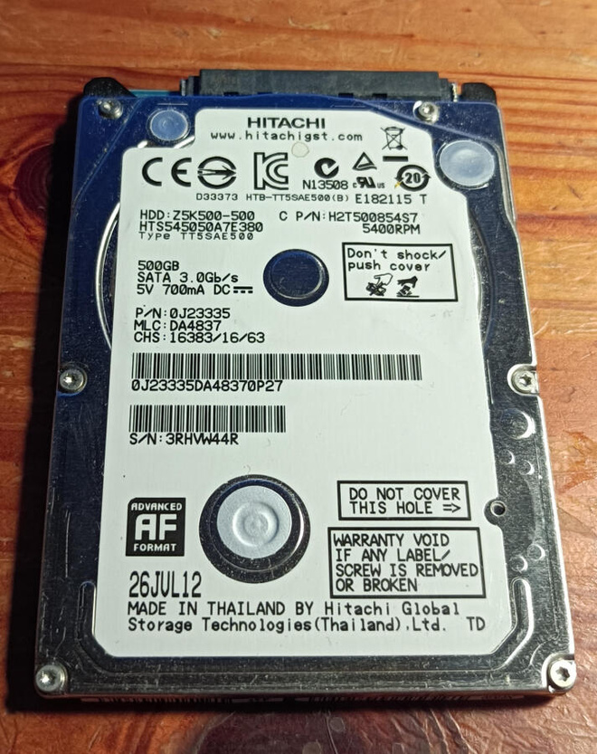 500GB 2,5" Kiintolevy