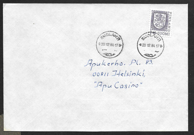 Postilähetys - Yl.m. 1,40 (LAPE 936) Suolahti 20.12.84