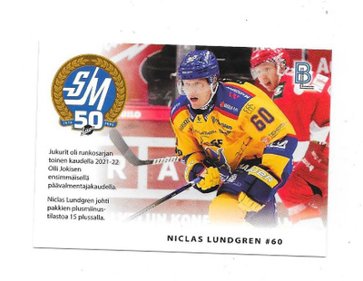 2024-25 BlueLine Matchcard #2/6 Niclas Lundgren Jukurit