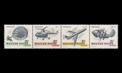 Unkari 2351-4vs ** Lentopostimerkkinäyttely AEROFILA (1967)