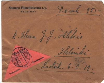 HELSINKI SUOMEN FILATELISTISEURA POSTIENNAKKO