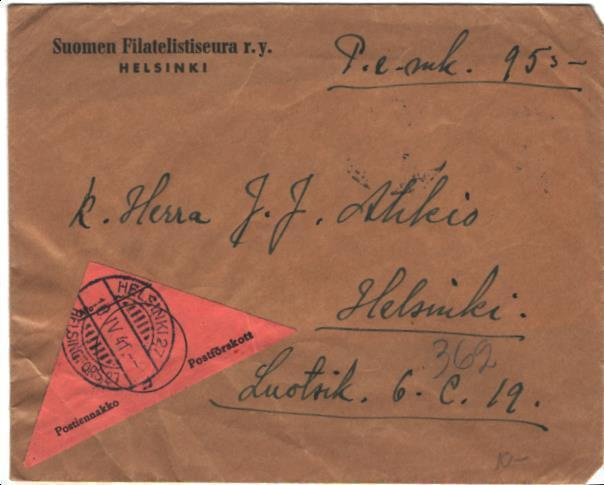 HELSINKI SUOMEN FILATELISTISEURA POSTIENNAKKO