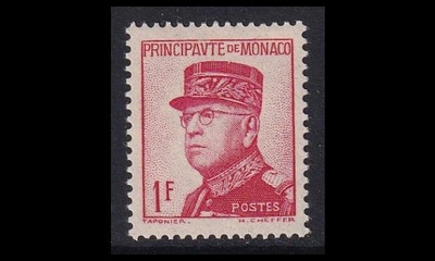 Monaco 176a * Käyttösarja maisemia 1 Fr tumman pun (1938)