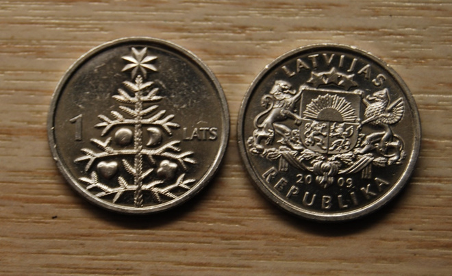 1 lats 2009 Latvia, JOULUKUUSI, Christmas tree