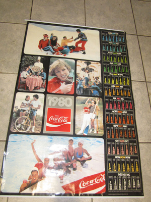 VANHA ISO COCA-COLA KALENTERI 1980 -tehty v 1979- 90 x 60 cm
