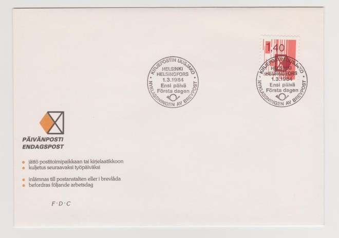 FDC 1984 Yleismerkki 1,40 mk