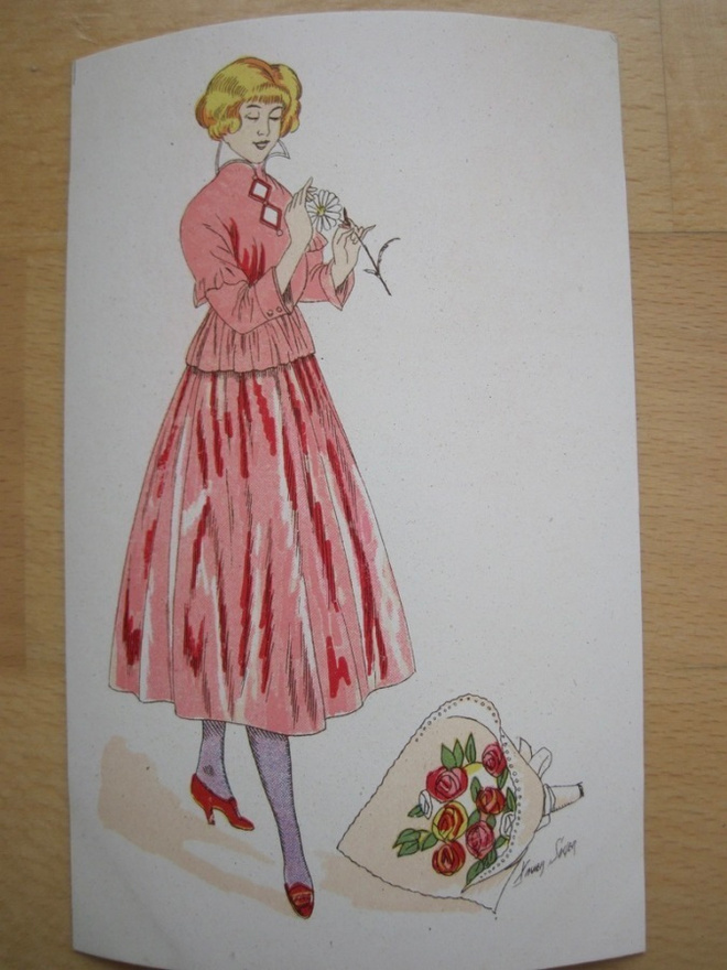 VANHA Postikortti Xavier Sager Art Deco n. 1920 HUIPPUKUNTO