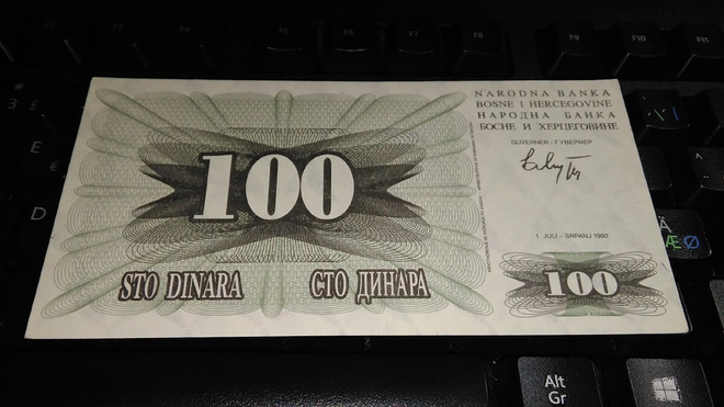 Bosnia Herzegovina 100 dinars 1992 P13 UNC