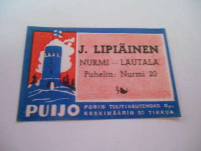 TT Etiketti Puijo J.lipiäinen Nurmi-Lautala