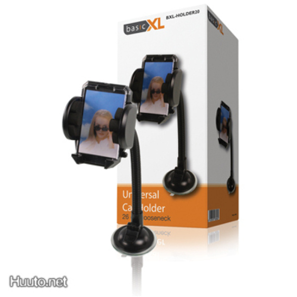 basicXL Yleismallinen puhelinteline autoon, 26cm, musta UUSI