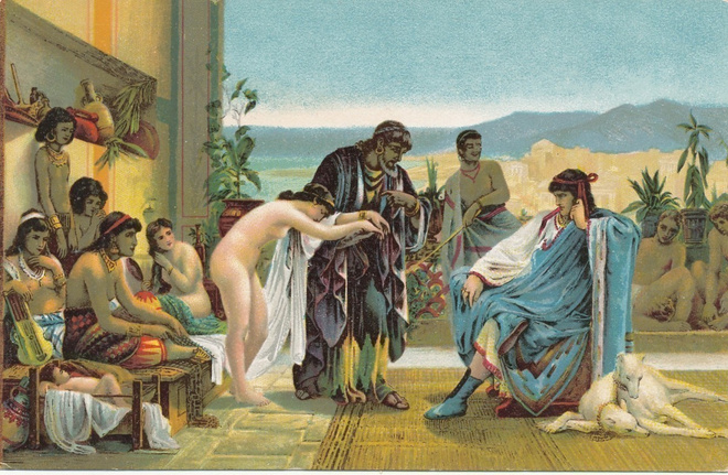 V GIRAUD - Orjatar - vanha taidekortti