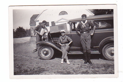 VANHA Valokuva Partio Partiolaiset Kiva Auto 1930-l 6 x 9 cm