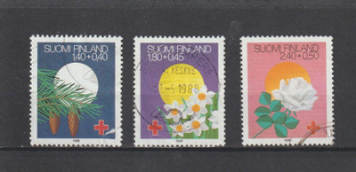 1988 Punaisen Ristin sarjan merkit leimattuina