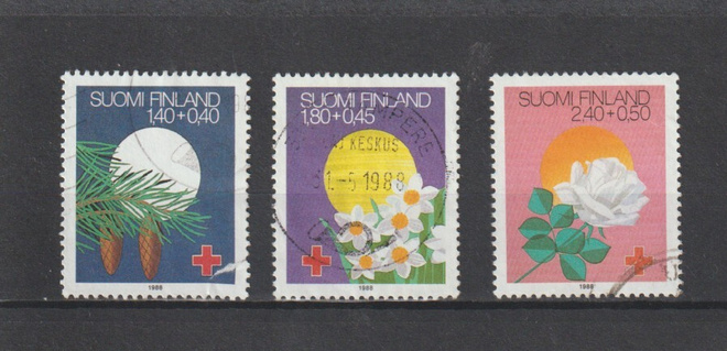 1988 Punaisen Ristin sarjan merkit leimattuina
