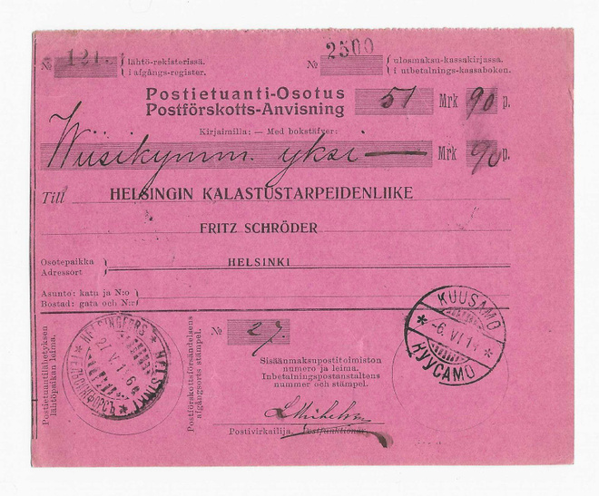 # 23917 # Pe.osoitus Kuusamo > Helsinki - 1914