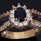 62 .. 18k Kulta Duble Blue Sapphire / Crystal .. Sormus - pikkukuva 5