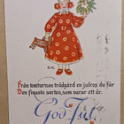 Signe Aspelin: Tyttö, iso pipari ja kukkia, joulupk, p. 1949 - pikkukuva 1