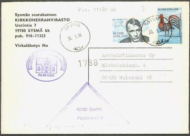 1977 5mk viirikukko ym postiennakkokirje