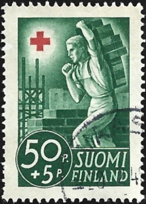 1941 Punainen Risti 50 p + 5 p leimattu LaPe 233