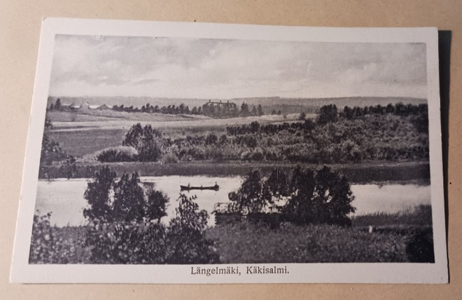 Längelmäki, Käkisalmi, soutuvene joella, maalaismaisema ei p