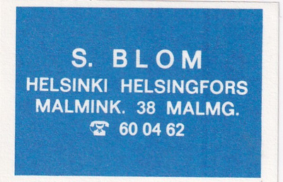 Helsinki,S. BLOM, Malmink. 38 s41