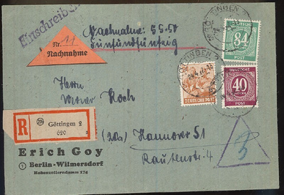 Saksa Mi 936 ym R-postiennakkokirje