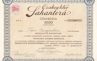 OKK 1945 Sahanterä Oy, Epilä ( Tampere ) osakekirja