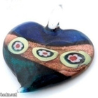 1086 .. Murano Lampwork Taidelasi Sydän .. Kaulakoru - pikkukuva 1