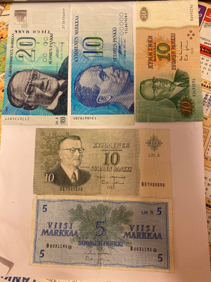 Suomi Finland markka-setelit 5 kpl