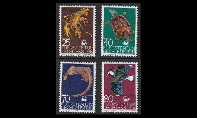 Liechtenstein 644-7 ** Luonnonsuojelu eläimiä (1976)