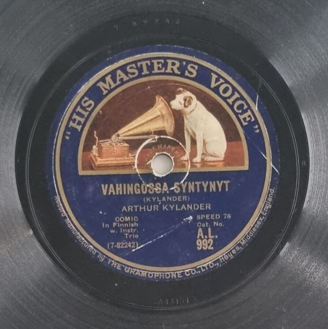 Savikiekko 1928 Arthur Kylander His Master's Voice A.L. 992