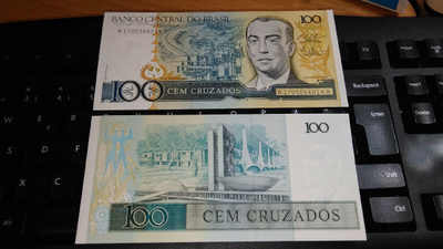 Brasilia Brazil 100 cruzados 1986-88 P211 UNC