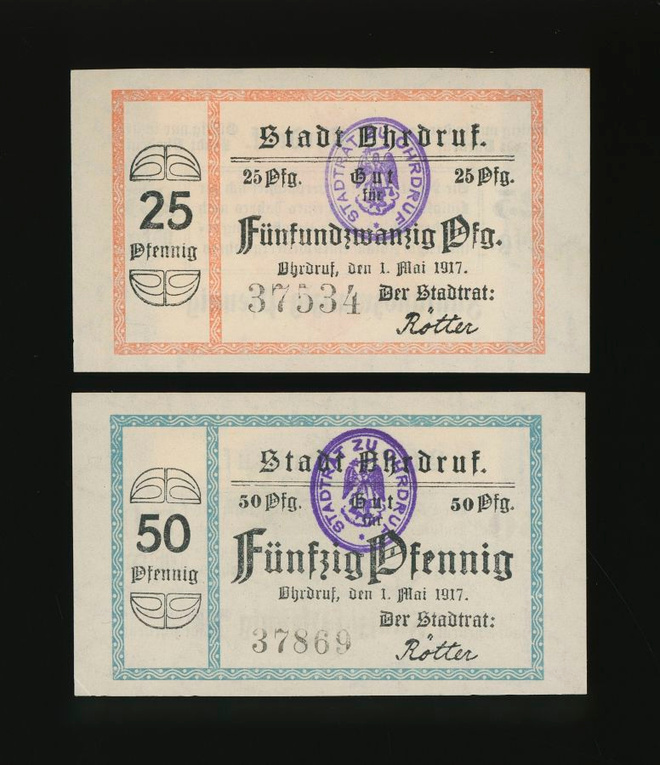 Saksa Notgeld 25, 50 Pfg, Ohdruf 1917