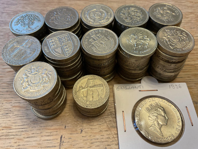 Englanti UK 115 x 1 punnan kolikko ja 2 puntaa 1996 EFC