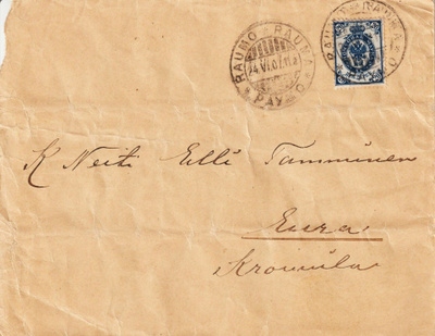 1907 Hieno sinetöity kirje Raumalta Euraan
