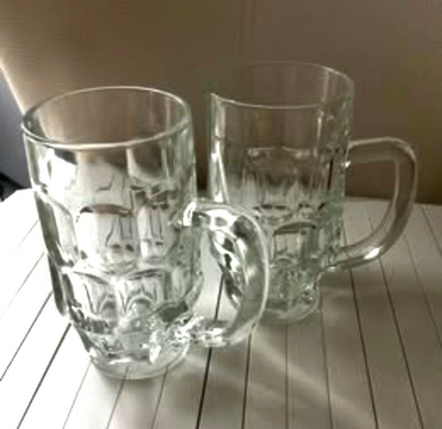 Vintage oluttuopit 2 kpl – paksu puristelasi, retro