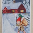 Stina Broome: Tonttu kantaa säkissä lahjoja taloon,p. 1944 - pikkukuva 1