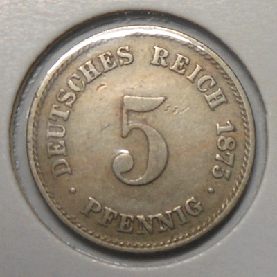 Saksa. 5 pfennig 1875A.
