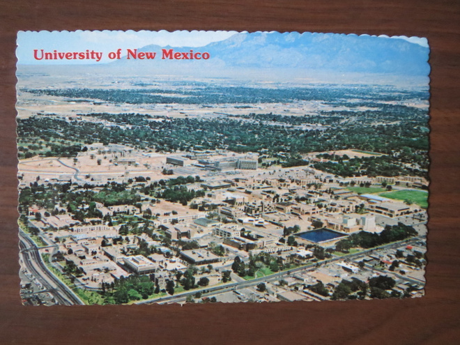 University of New Mexico 1970-luku ilmakuvakortti