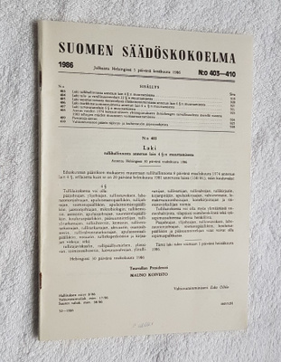 Suomen säädöskokoelma 1986 n. 403-410