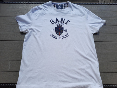 GANT Valkoinen T-paita XXL Isolla Broderauksella