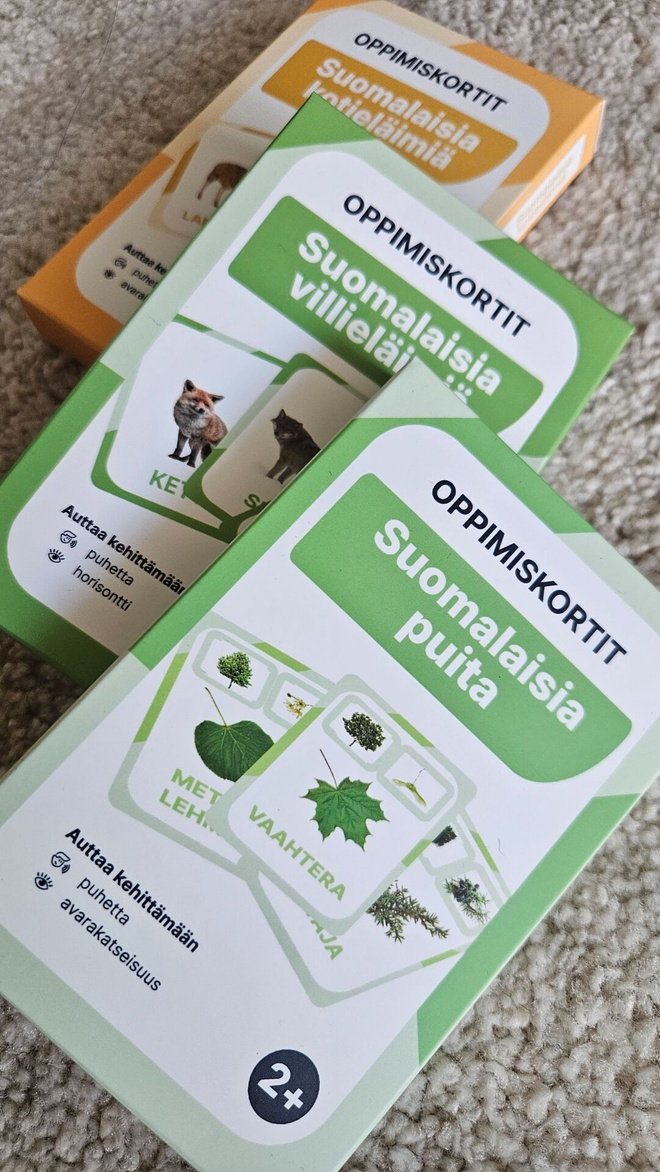 Oppimiskortteja - eläimet, puut / 3 pakettia