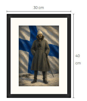 Uusi Mannerheim art print kehystetty 30 cm x 40 cm