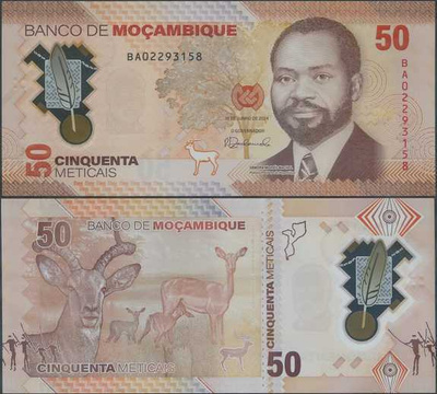 Mosambik Mozambique 50 Meticais 2024 UNC Polymer uusi sarja